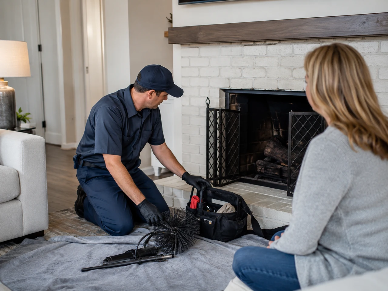 Final cleanup and service review after chimney work in a Florida home