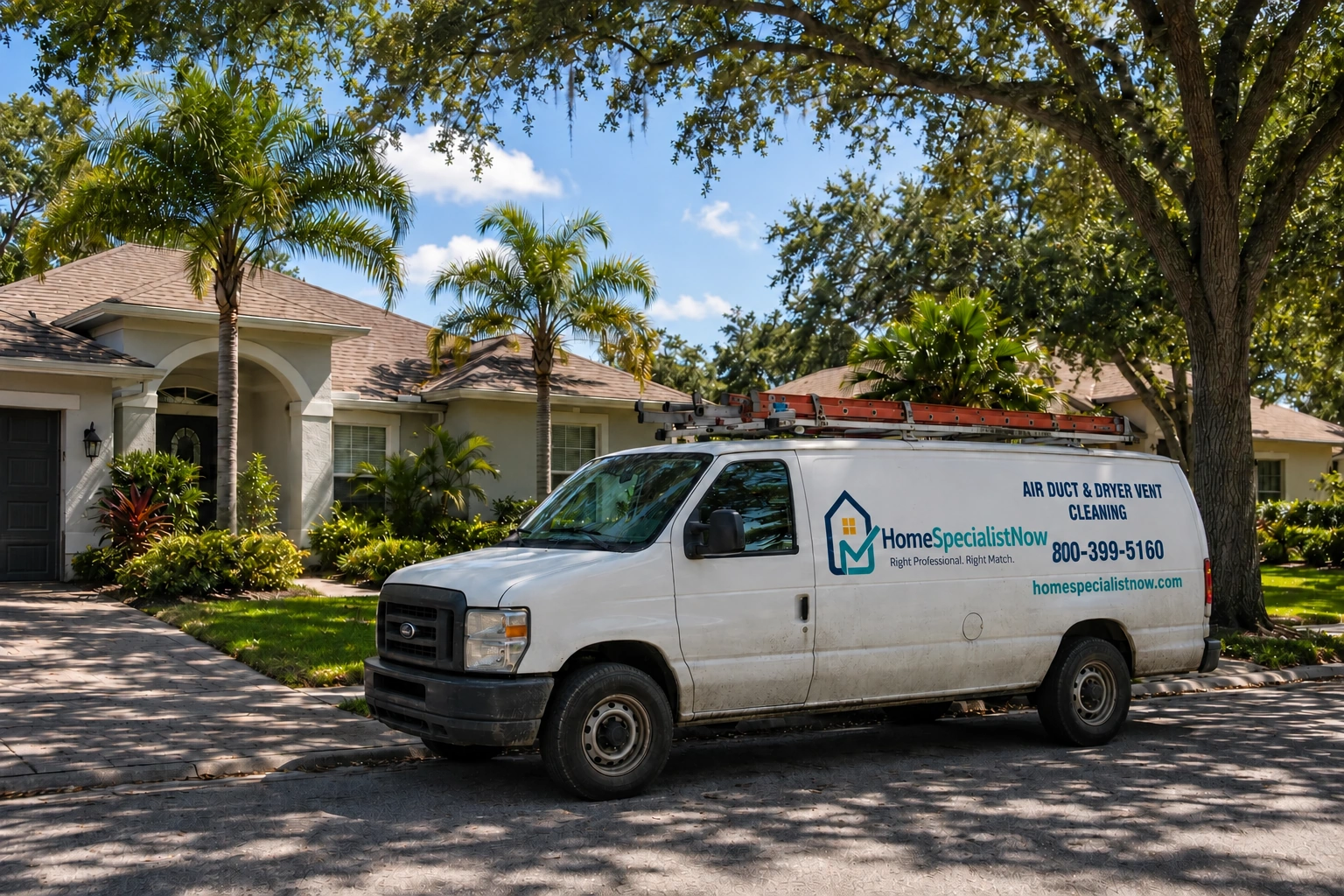 HomeSpecialistNow service van outside a Florida home